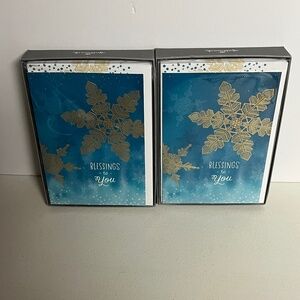 2 Hallmark Christmas Greeting Card Boxes Blessings To You 32 Cards Snowflake